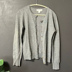 Melrose Chic New York Grey Cardigan with Gold and Grey Buttons. Size M